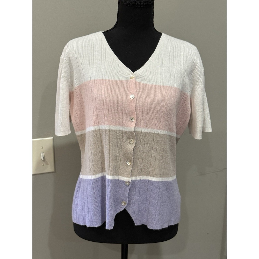 Yarn‎ works Pastel Color Block Cardigan Coastal Grandma L Soft Girl Retro 90's